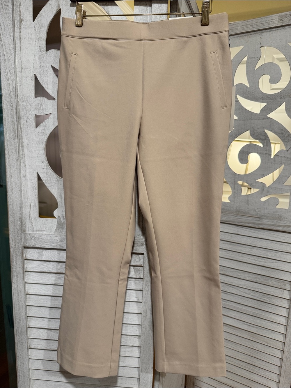 Women's Boot Cut Stretch Pants in Light Tan